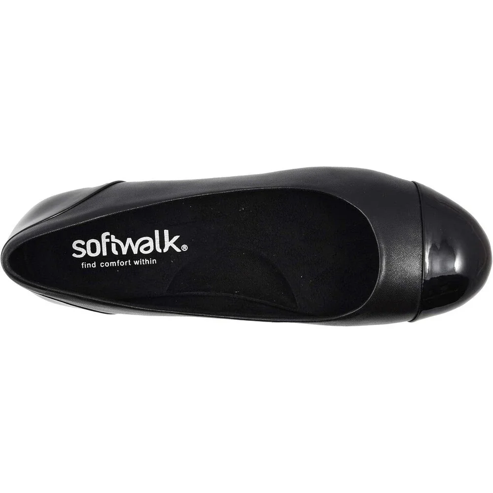 Softwalk Sonoma Ballet Flat Womens US 10.5 Black Leather Cap Toe Slip On RHS6669